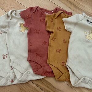 Disney Baby Animal Bodysuit Set - Cream, Brown, Yellow